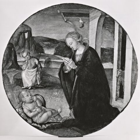 The Walters Art Museum — Antonio da Viterbo, Italian, 2nd half of the 15th cen. Holy Family (Nativity) — insieme, dopo la pulitura
